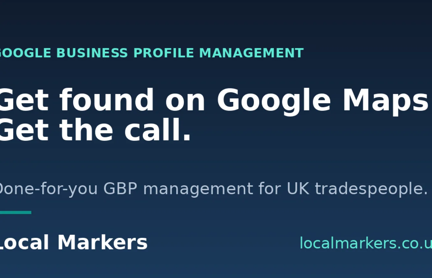 The LocalMarkers brand card &mdash; the marker pin logo over a place name, the visual signature of the service.