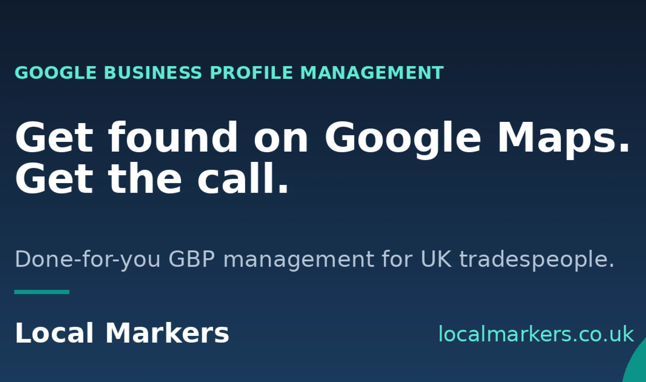 The LocalMarkers brand card — the marker pin logo over a place name, the visual signature of the service.