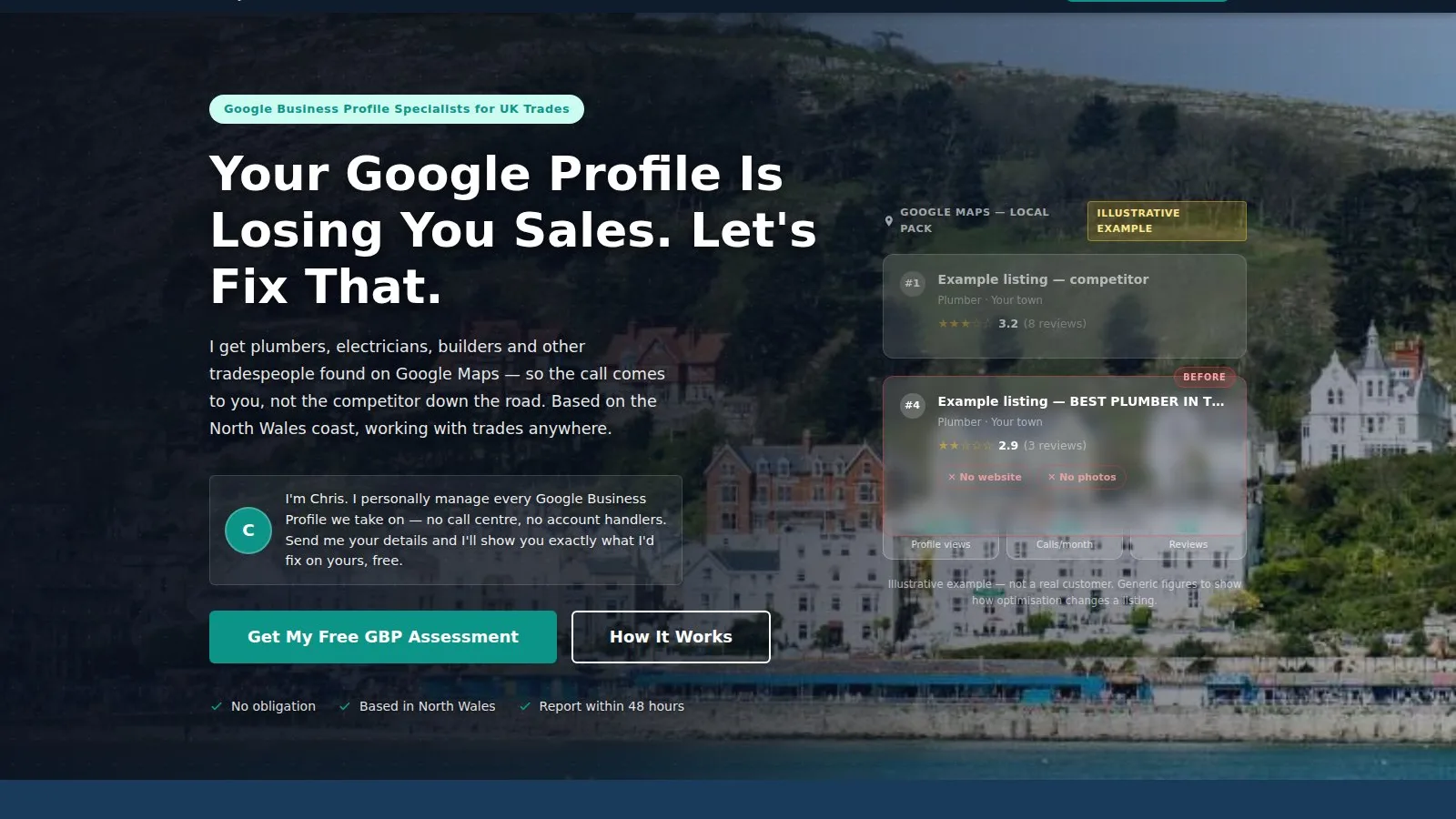 The LocalMarkers homepage — a Google Business Profile service for UK tradespeople.