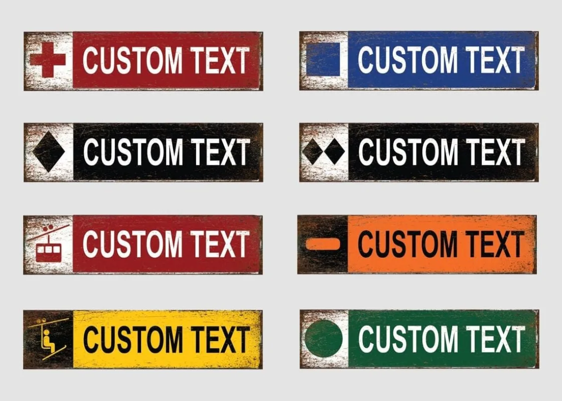 A Quirky Gift Co personalised ski-trail piste marker sign.